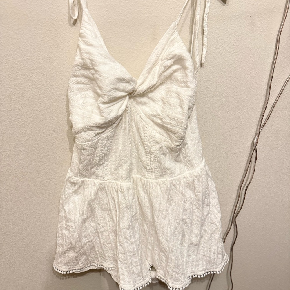 Fashion Nova White Textured Sleeveless Romper